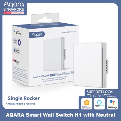 AQARA智能墙壁开关H1 EU（单帮/摇杆），支持苹果HomeKit、Alexa、谷歌（智能电灯开关）
